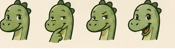 Four expressions of Purchy the loch monster